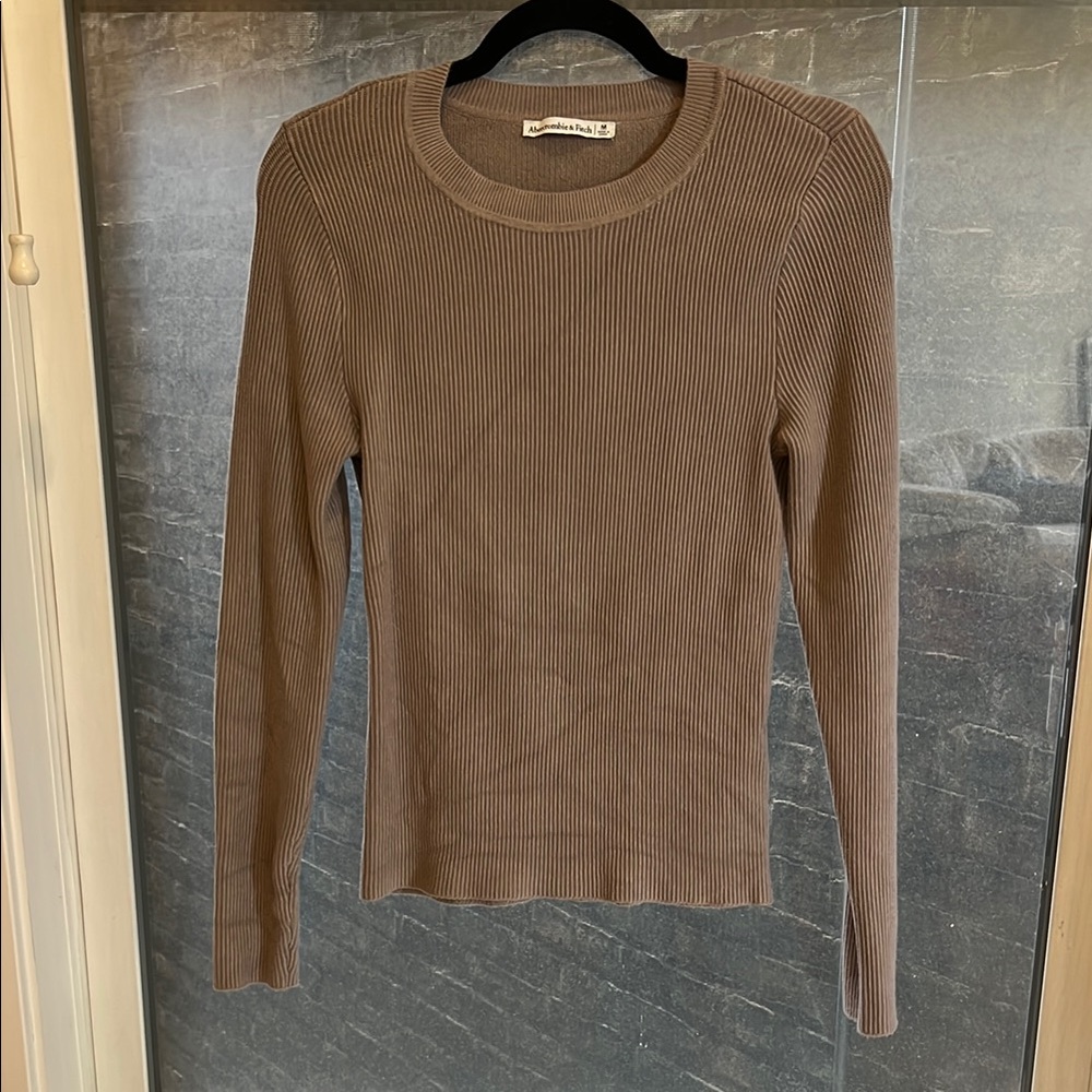 Abercrombie & Fitch Taupe Ribbed Knit Top